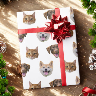 Personalized Dog Face, Dog Cat Mom Photo Gift Wrapping Paper
