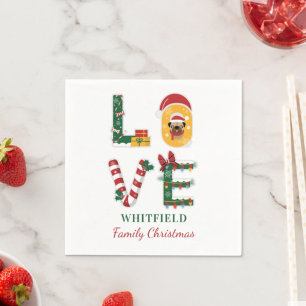 Personalized Dog LOVE Family Christmas Holiday Napkin