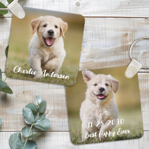 Personalized Dog Lover Keepsake Modern Pet Photo Key Ring