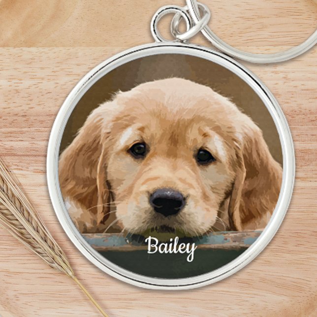 Personalized Dog Lover Simple Photo Pet Memorial Key Ring (Creator Uploaded)