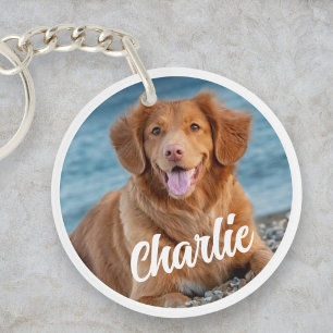 Personalized Dog Lover Two Photo Pet Keepsake Key Ring