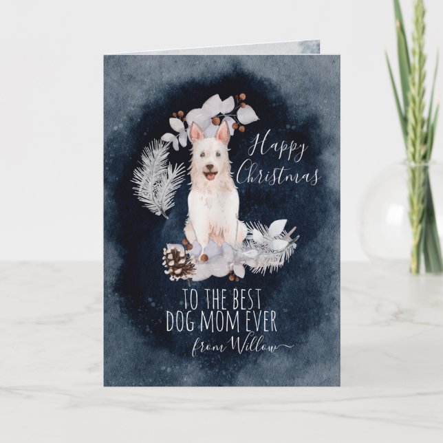 Personalized Dog Mom Belgian Laekinois Christmas Holiday Card (Front)