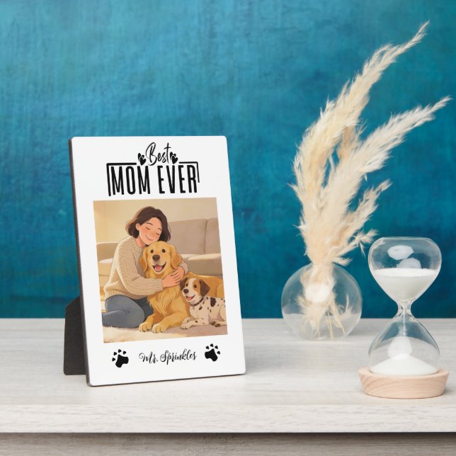 Personalized Dog Mom with Custom Name | Happy  Plaque (Side)