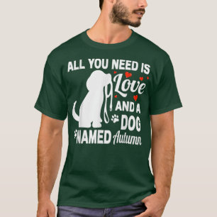 Personalized Dog Name Autumn Cute Dog Pet Lover T-Shirt