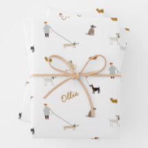 Personalized Dog Party Wrapping Paper Sheet Set