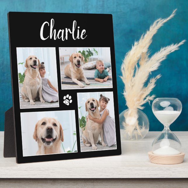 Personalized Dog Pet Lover 4 Photo Collage Plaque (Side)