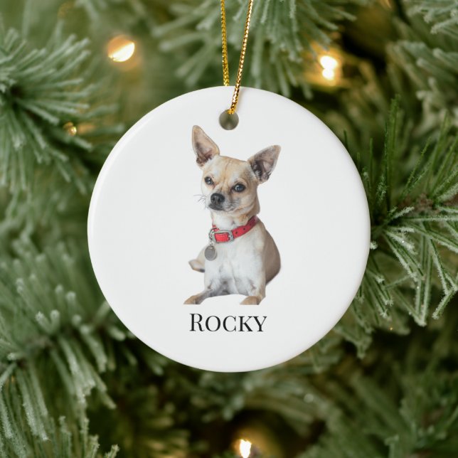 Personalized Dog Photo | Custom Pet Name  Ceramic Tree Decoration (Tree)