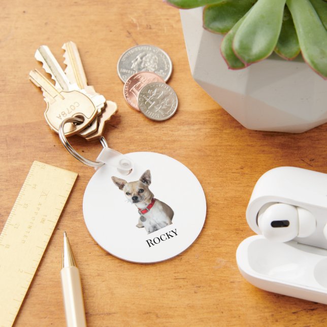 Personalized Dog Photo | Custom Pet Name  Key Ring (Desk)