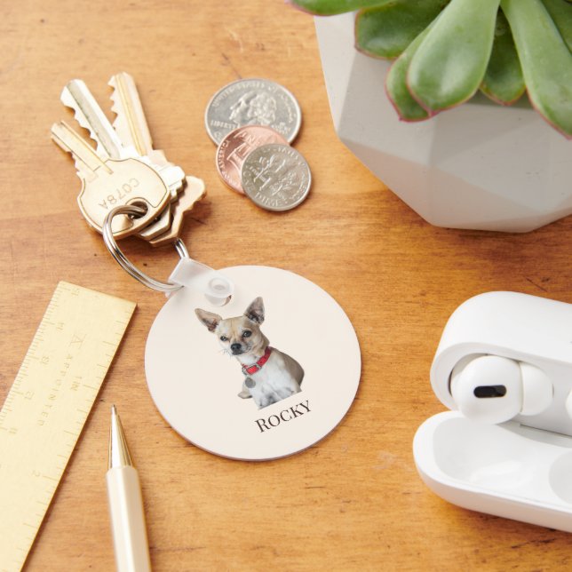 Personalized Dog Photo | Custom Pet Name  Key Ring (Desk)