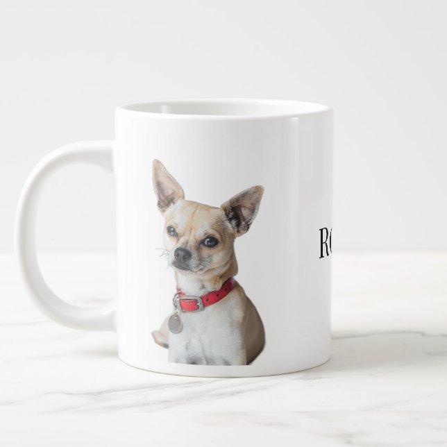 Personalized Dog Photo | Custom Pet Name  Large Coffee Mug (Left)