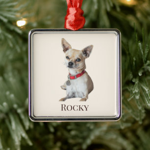 Personalized Dog Photo Custom Pet Name Metal Tree Decoration