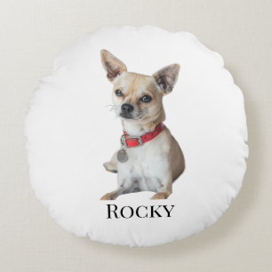 Personalized Dog Photo Custom Pet Name Round Cushion