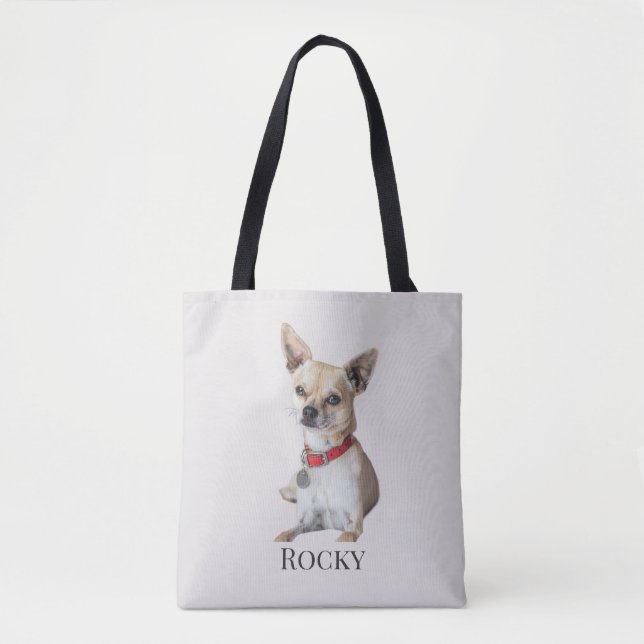 Personalized Dog Photo | Custom Pet Name  Tote Bag (Front)