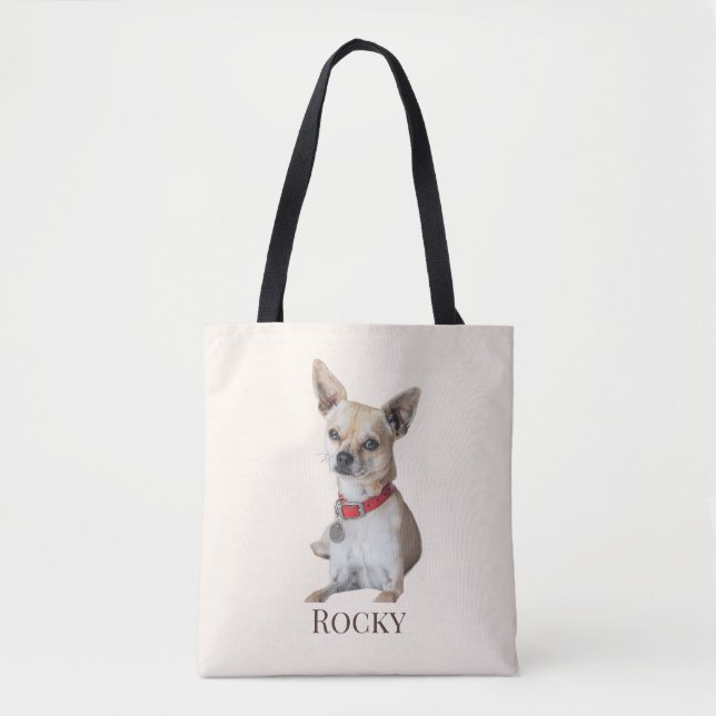 Personalized Dog Photo | Custom Pet Name  Tote Bag (Front)