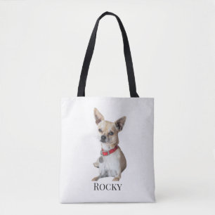 Personalized Dog Photo Custom Pet Name Tote Bag