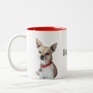 Personalized Dog Photo   Custom Pet Name  Two-Tone Coffee Mug