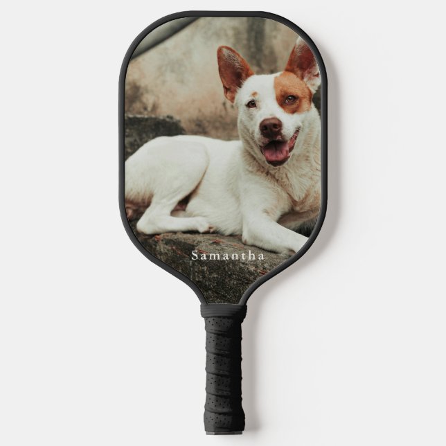 Personalized Dog Photo Family name Pickleball Paddle (Front)