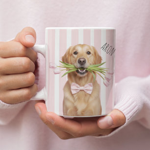 Personalized Dog Photo Mug with Flowers 