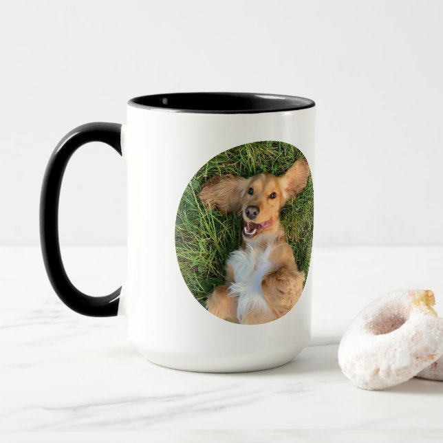 Personalized Dog Photo with Text | Custom Gift Mug (With Donut)