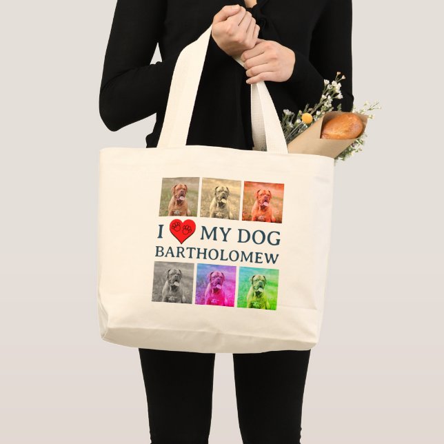 Personalized Dog Pop Art Pet Lover Gift Large Tote Bag (Front (Product))