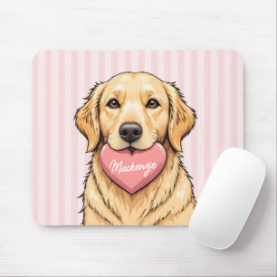 Personalized Dog with Heart Happy Valentine's Day Mouse Mat
