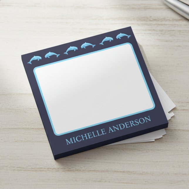 Personalized Dolphins Notes with Name (Custom name post-it notes for dolphin lovers.)