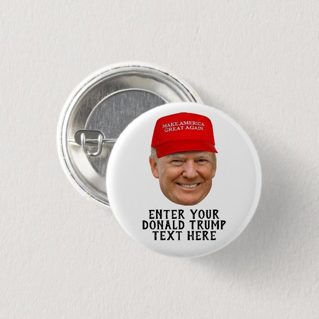 PERSONALIZED DONALD TRUMP MAGA 3 CM ROUND BADGE (Front & Back)