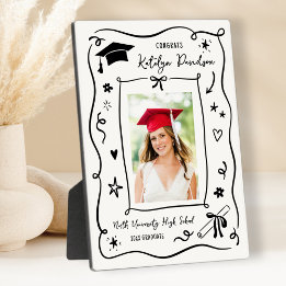 Personalized Doodle Photo Congrats Grad Plaque
