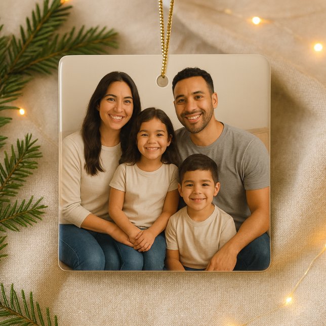 Personalized Double-Sided Family Photo Christmas Ceramic Ornament (Creator Uploaded)