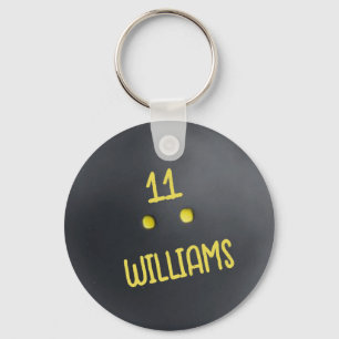 Personalized Double yellow dot squash ball metal  Key Ring