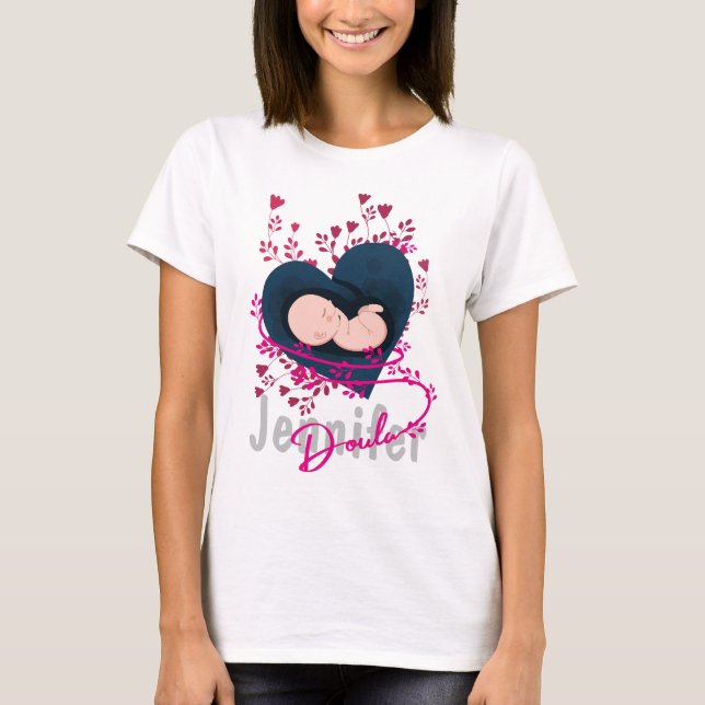 Personalized Doula Floral T-Shirt (Front)