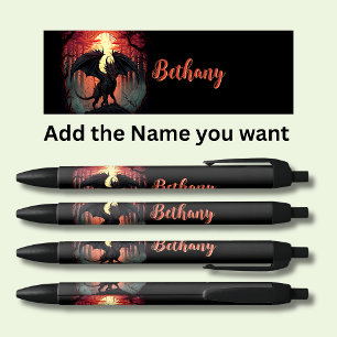 Personalized Dragon Name Black Ink Pen