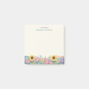 Personalized Dragonfly Flower Field Custom Name Post-it Notes