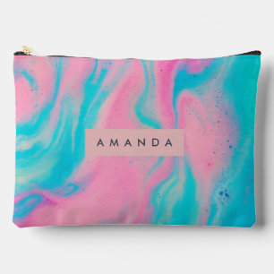 Personalized Dreamy Cotton Candy Pastel Swirl Accessory Pouch