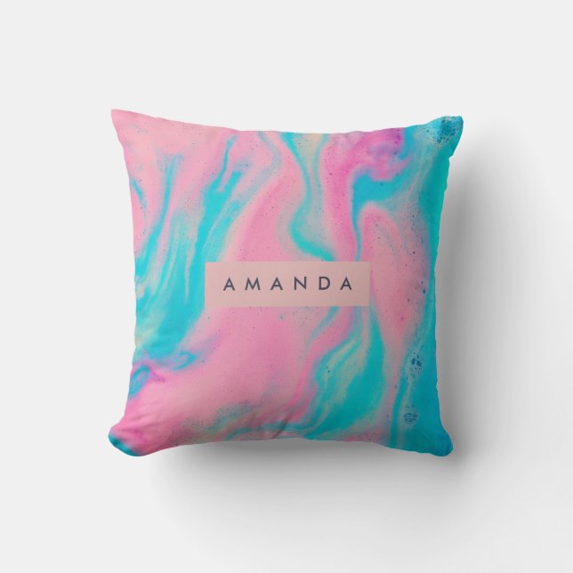 Personalized Dreamy Cotton Candy Pastel Swirl Cushion (Front)