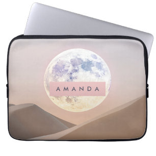 Personalized Dreamy Full Moon Over Desert  Laptop Sleeve