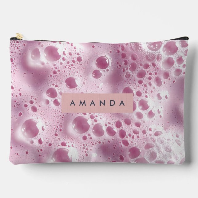 Personalized Dreamy Pastel Pink Bubble  Accessory Pouch (Front)
