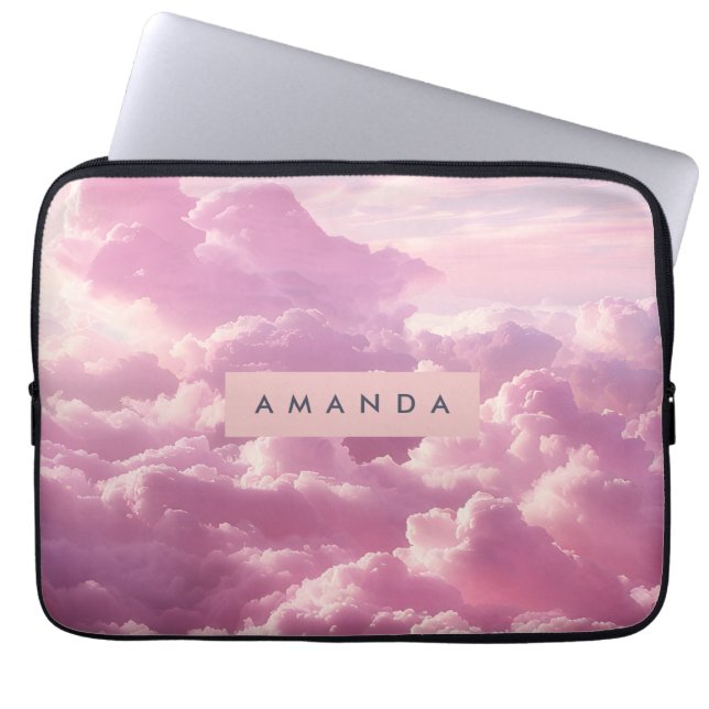Personalized Dreamy Pastel Pink Cloud  Laptop Sleeve (Front)