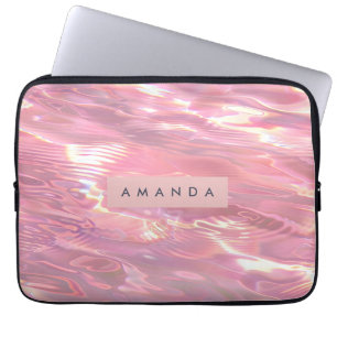 Personalized Dreamy Pastel Pink Water Laptop Sleeve