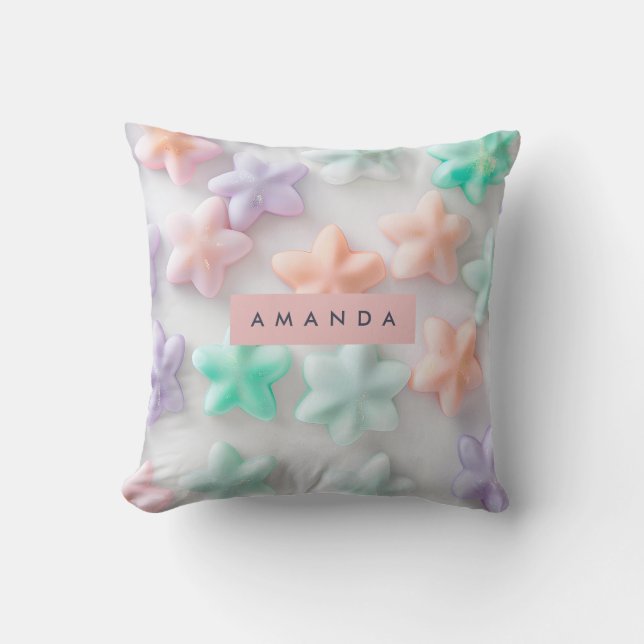 Personalized Dreamy Pastel Star Aesthetic Cushion (Front)