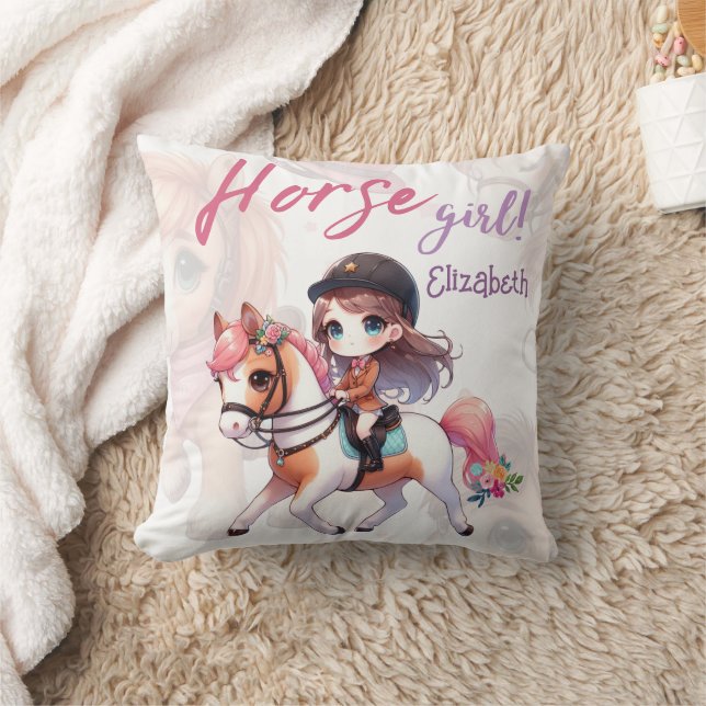 Personalized Dressage Rider Horse Girl  Cushion (Blanket)