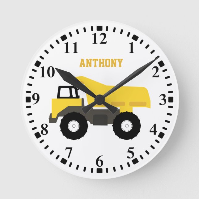 Personalized Dump Truck Construction Trucks Round Clock (Front)
