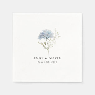 Personalized Dusty Blue Watercolor Wedding Napkins
