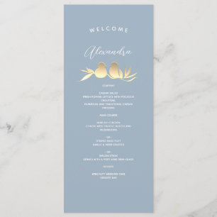Personalized Dusty Blue Wedding Menu