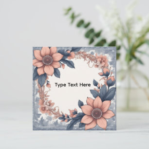 Personalized Dusty Orange and Navy Floral Wreath Invitation