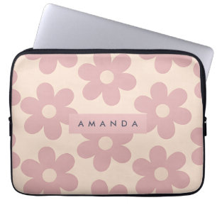 Personalized Dusty Rose Daisy Flowers Laptop Sleeve