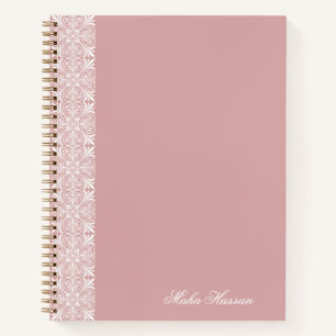 Personalized Dusty Rose Geometric Floral Print Notebook