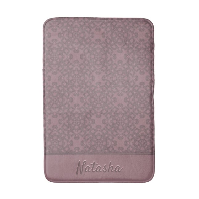 Personalized Dusty Rose Pattern Bath Mat (Front Vertical)
