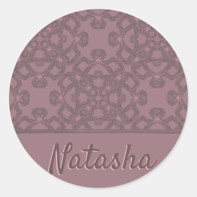 Personalized Dusty Rose Pattern Classic Round Sticker (Front)