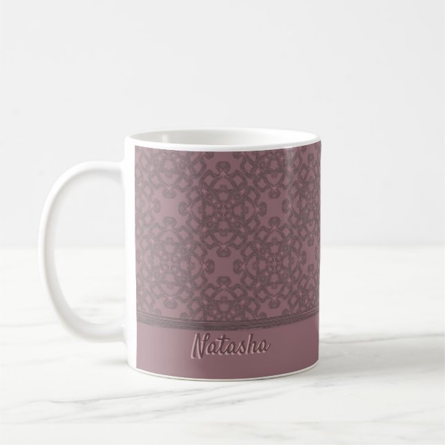 Personalized Dusty Rose Pattern Coffee Mug (Left)